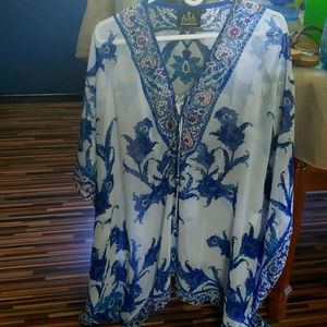 Asa Kaftans blue and white floral